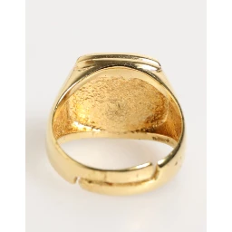 Gold Tone Enamel Brass Signet DG Logo Adjustable Ring