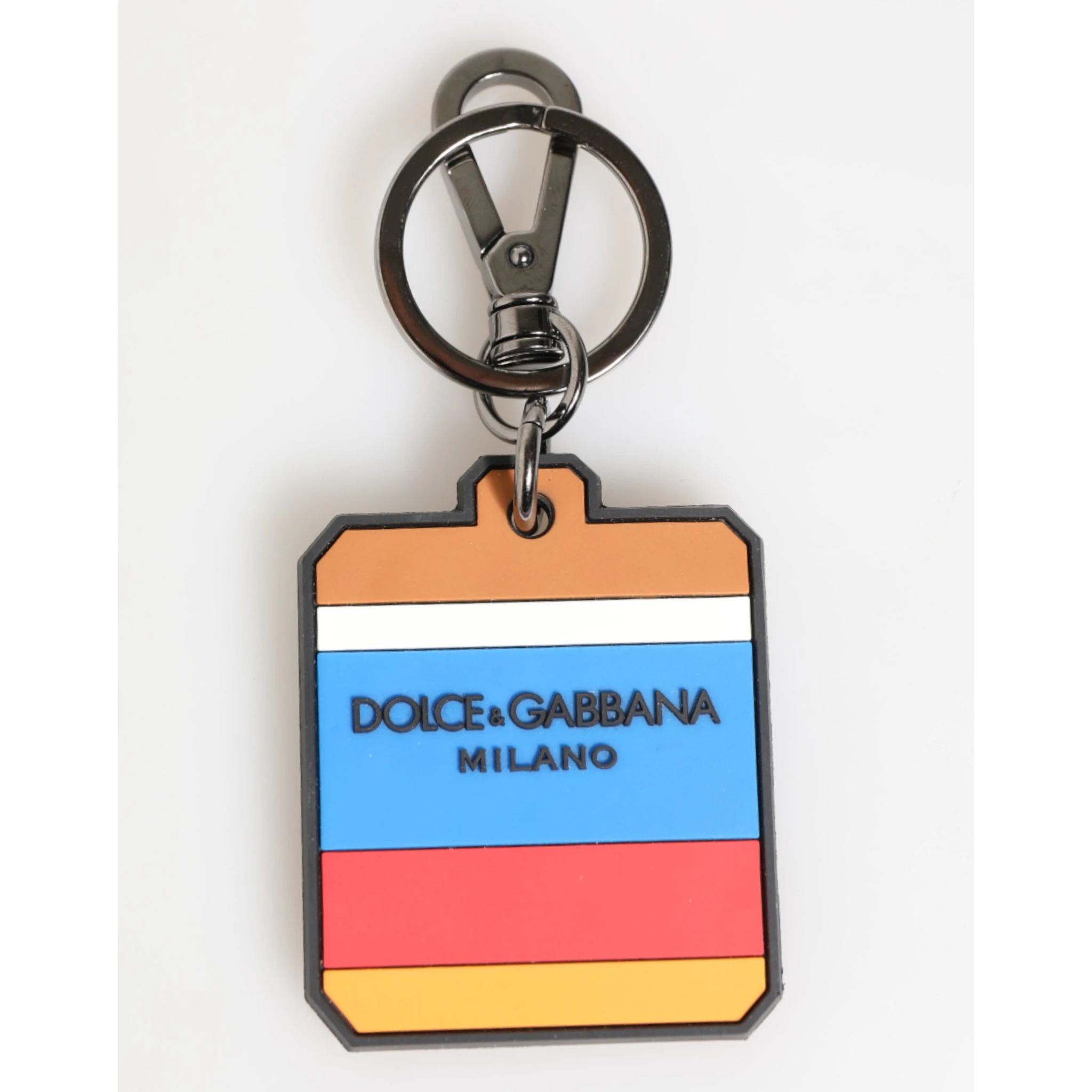 Multicolor DG Rubber Logo Silver Men's Keychain Keyring