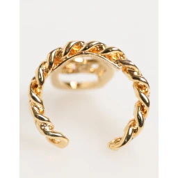 Gold Tone Brass Oval DG Logo Chain Adjustable Ring
