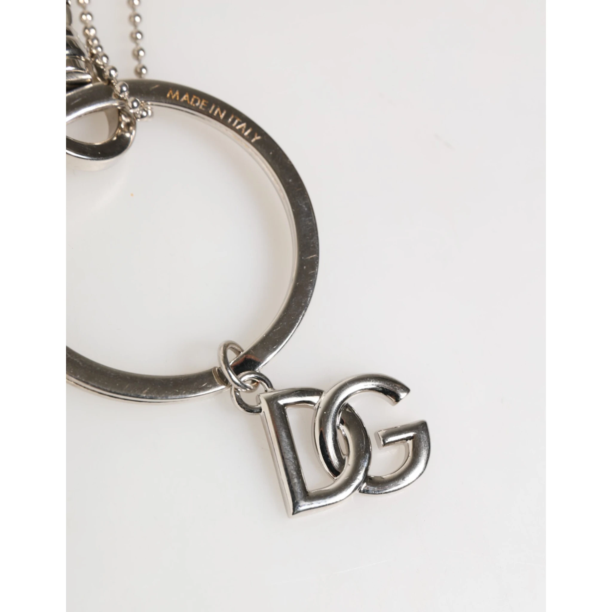 Silver DG Logo Key Holder Keychain Bag Charm Keyring