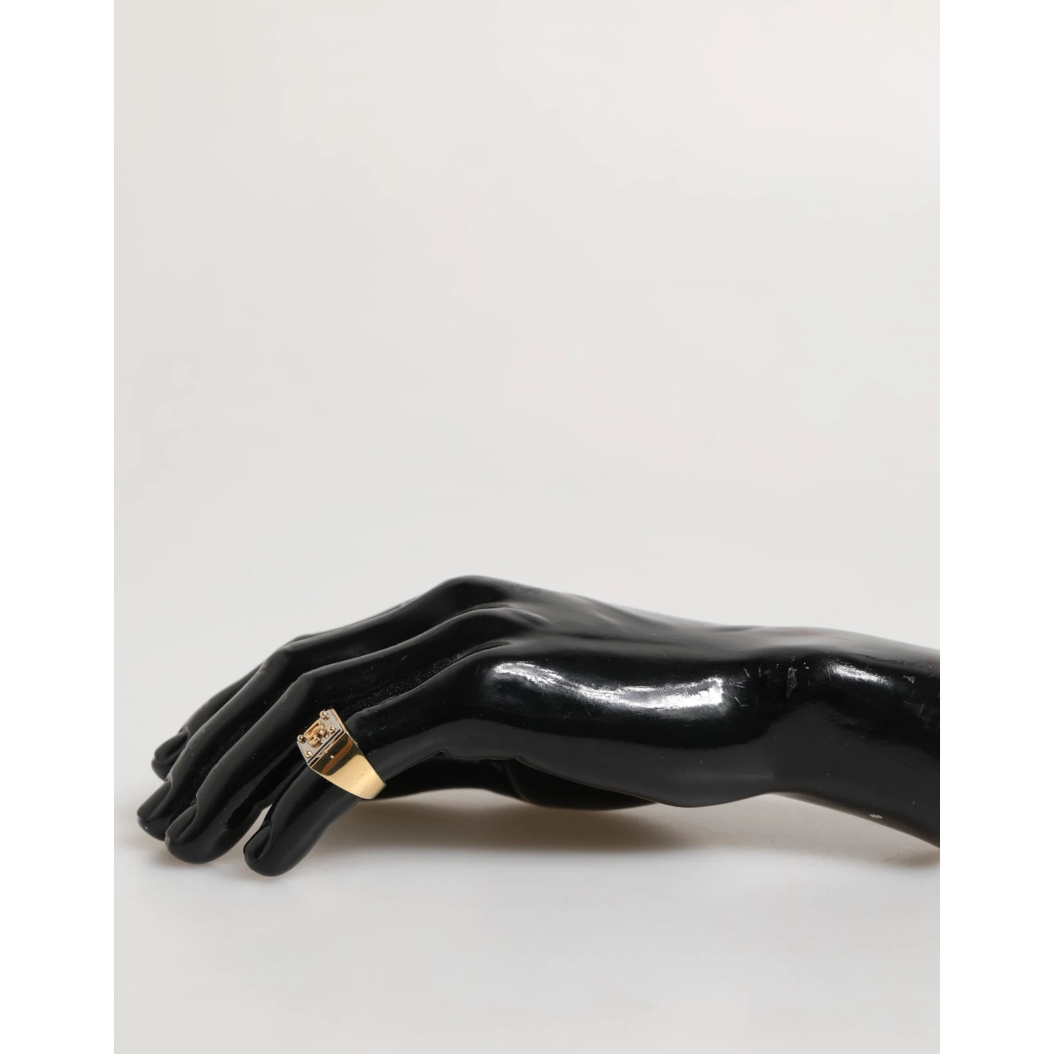 Gold Tone Brass Signet Square DG Logo Plaque Men Ring