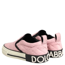 Pink Quilted Nylon Slip-On Sneaker Shoes