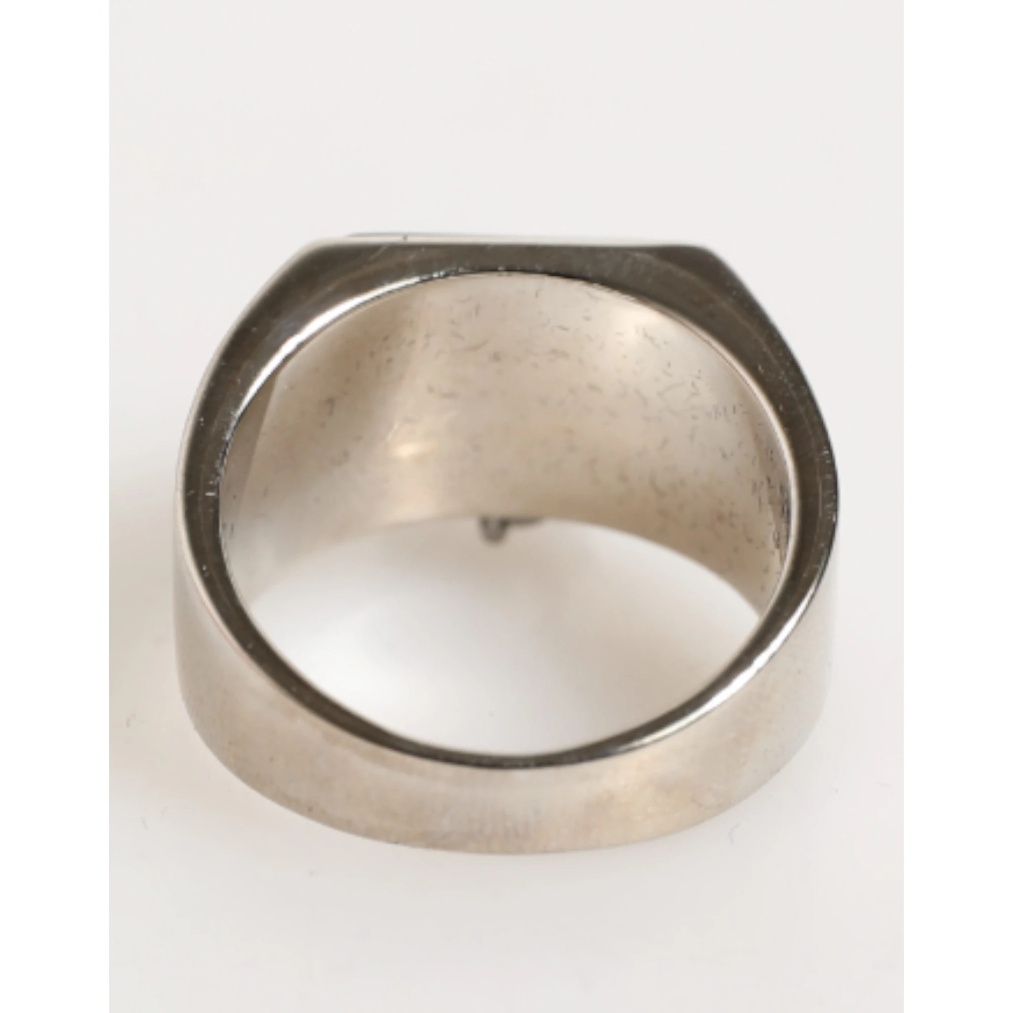 Silver Tone Pyramid DG Logo Real Brass Ring