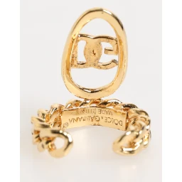 Gold Tone Brass Oval DG Logo Chain Adjustable Ring
