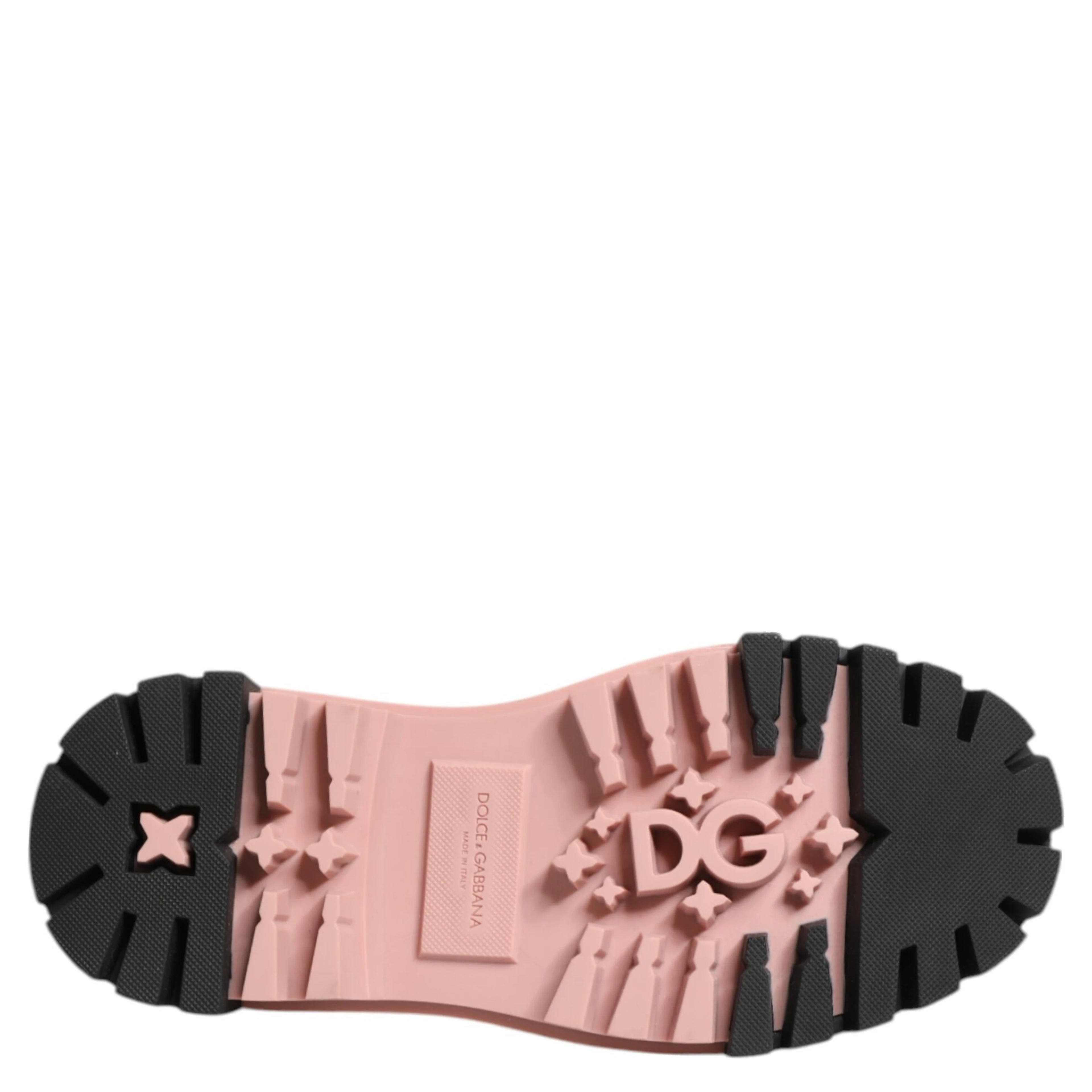 Light Powder Pink Black Leather Lace-Up Shoes
