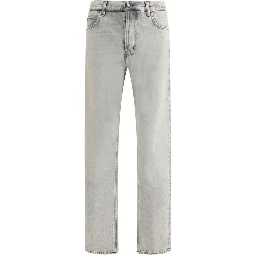 Light Blue Cotton Straight-Leg Jeans
