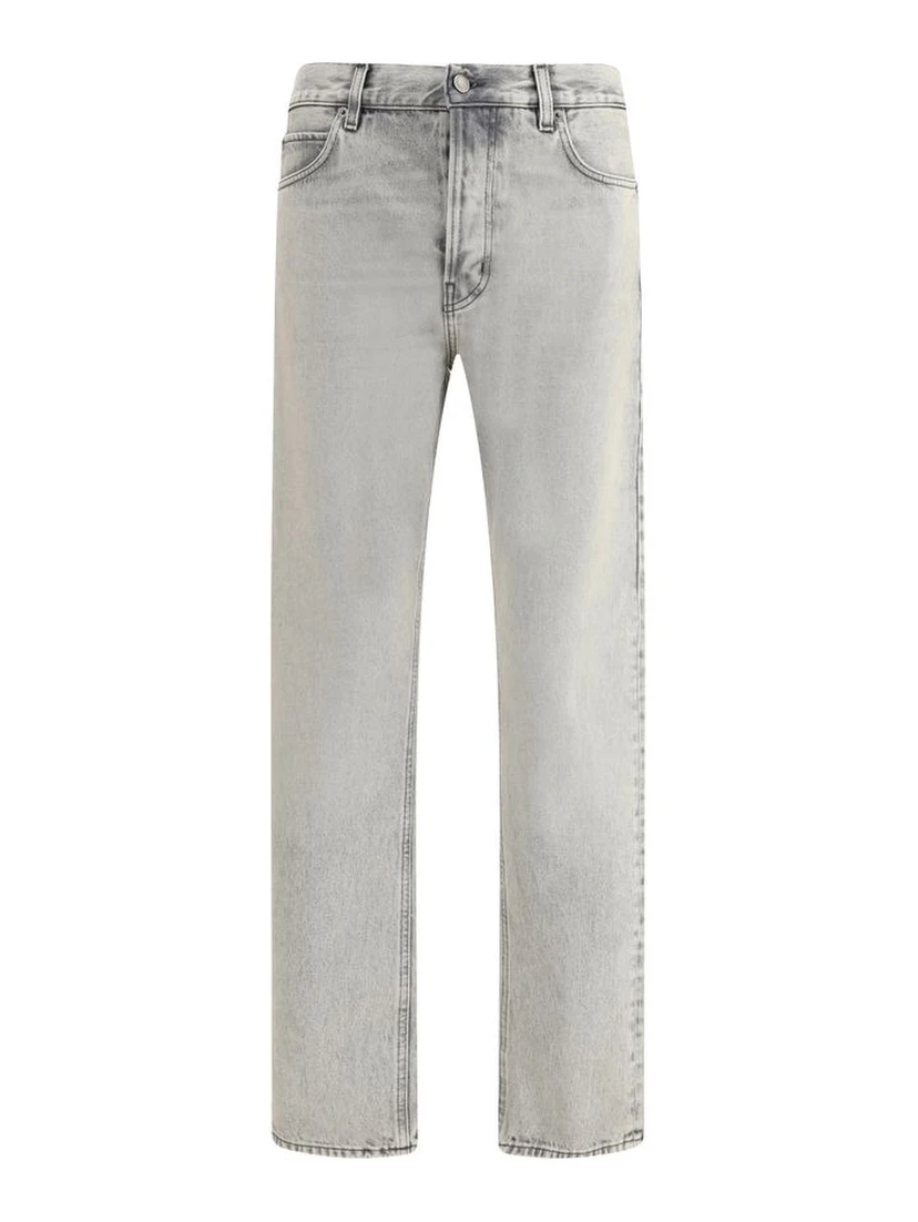 Light Blue Cotton Straight-Leg Jeans