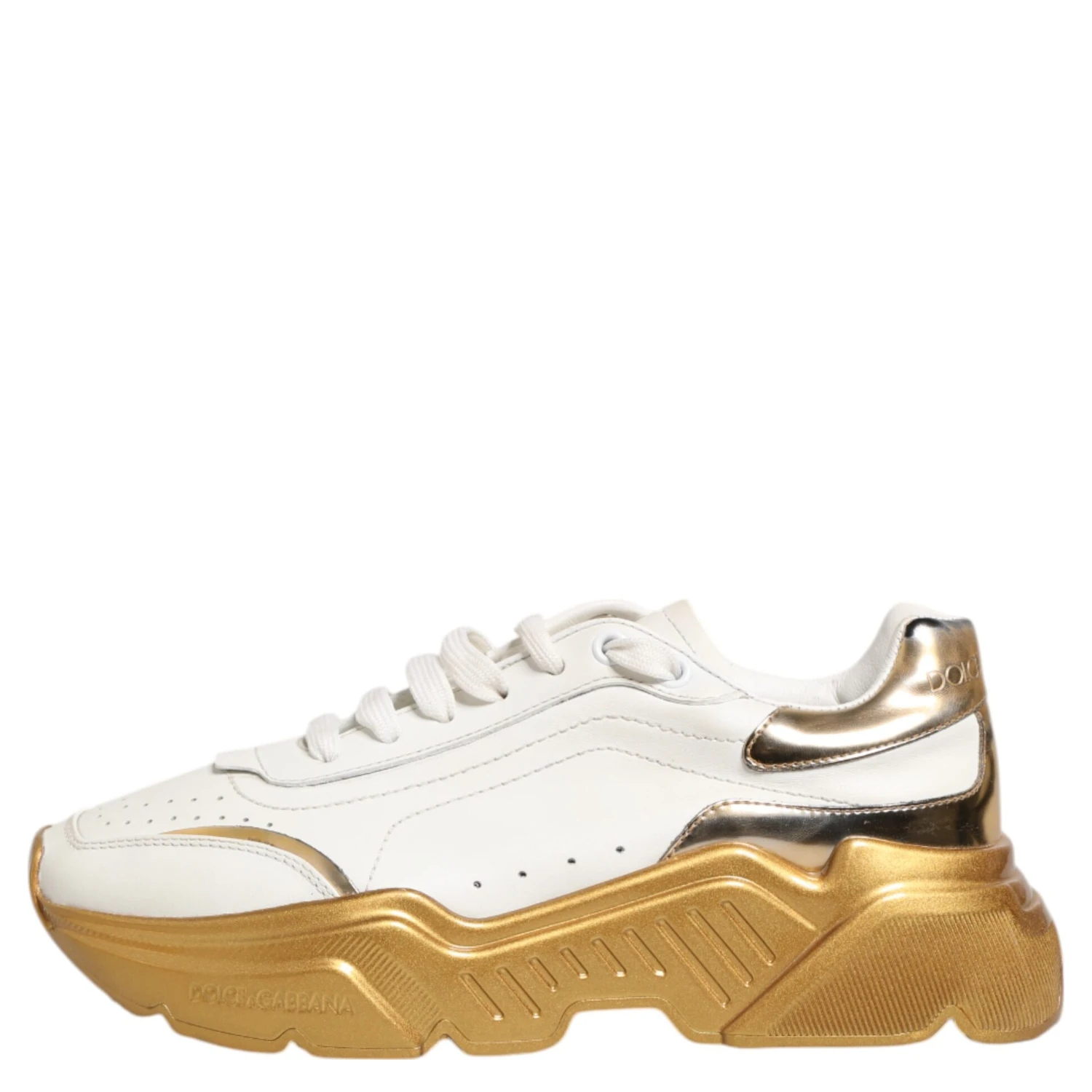 White Gold DAYMASTER Leather Sneakers Womens Shoes