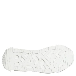 White NS1 Canvas Leather Embellished Sneakers Shoes