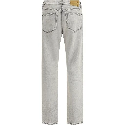 Light Blue Cotton Straight-Leg Jeans
