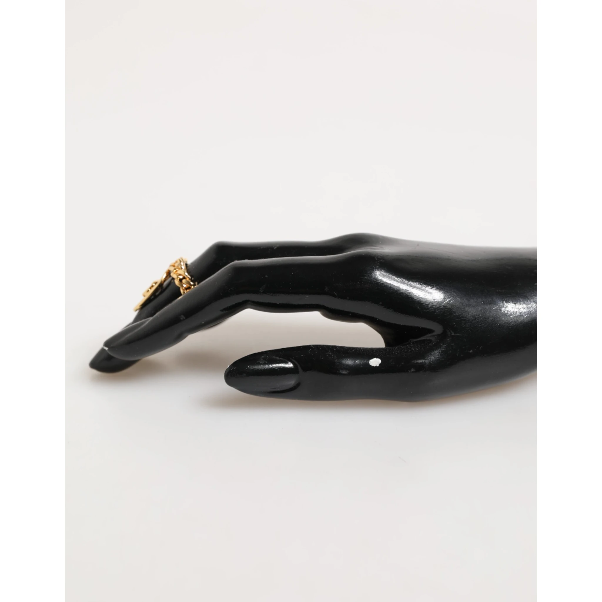 Gold Tone Brass Oval DG Logo Chain Adjustable Ring