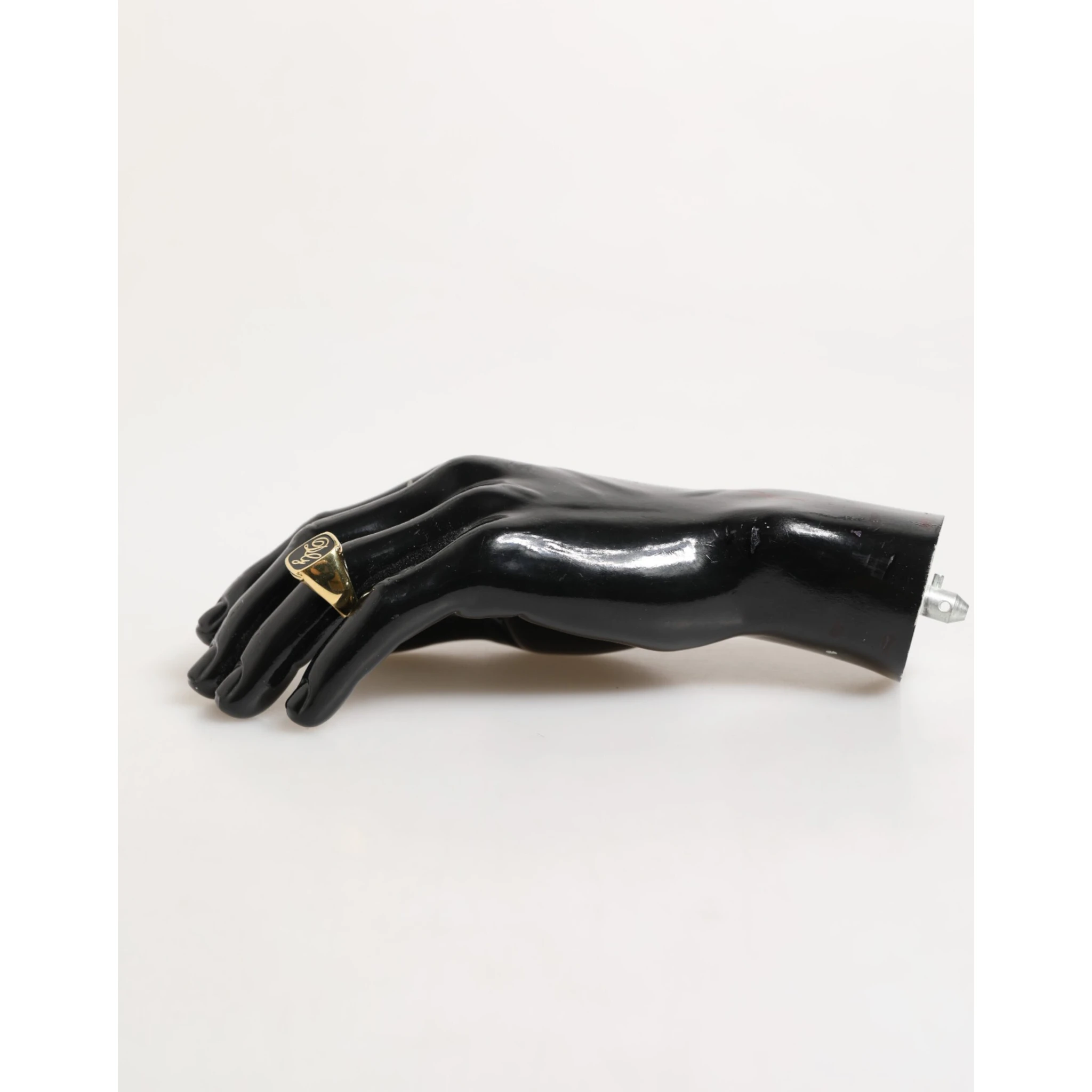 Gold Tone Enamel Brass Signet DG Logo Adjustable Ring