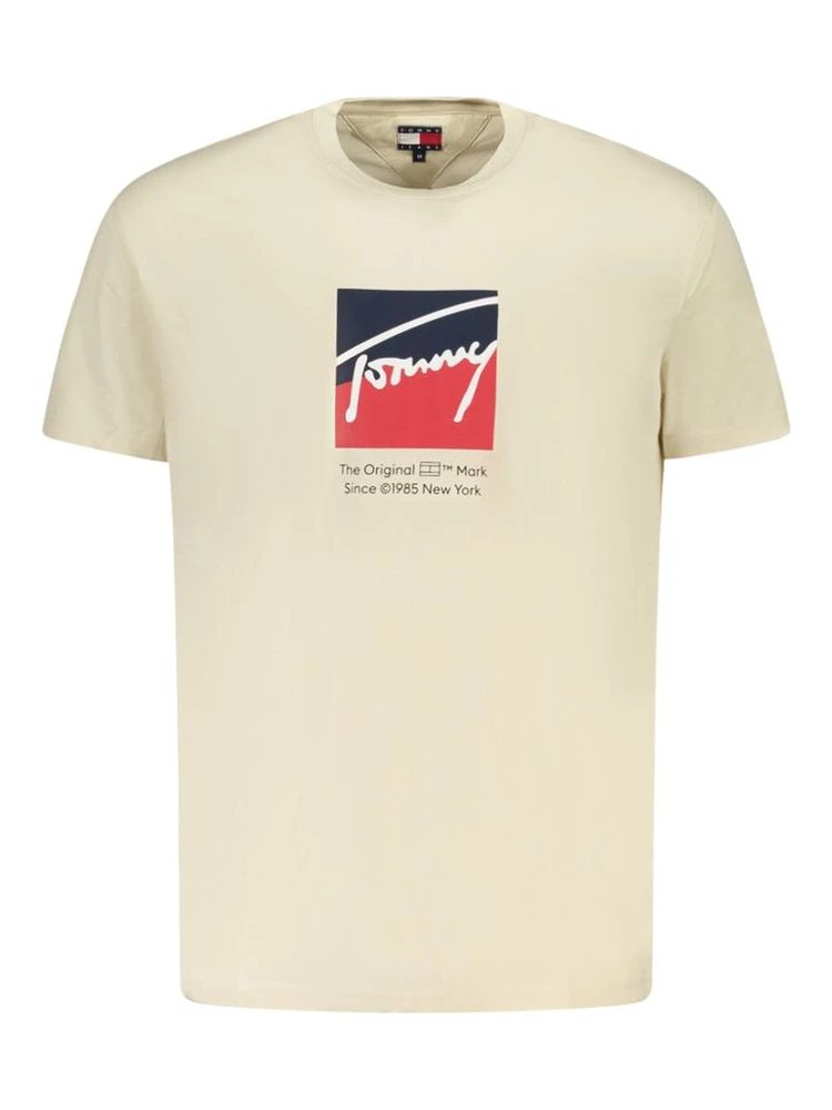 Beige Cotton Men T-Shirt