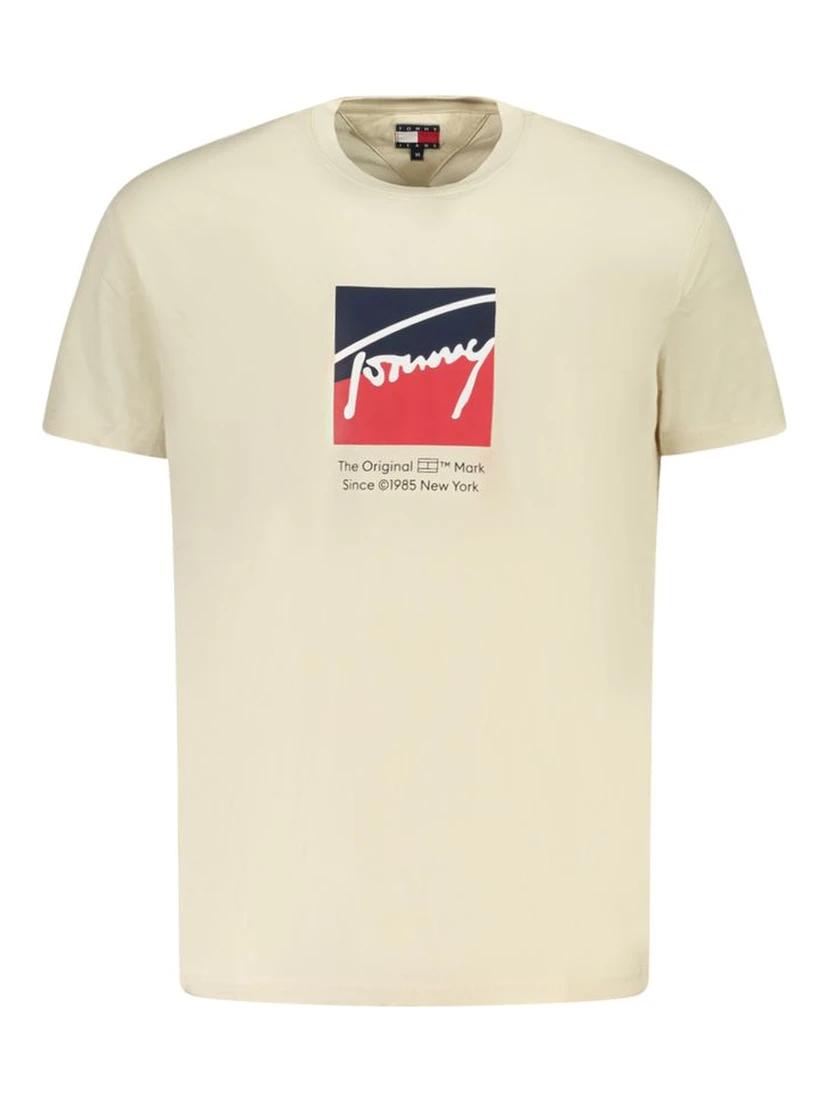 Beige Cotton Men T-Shirt