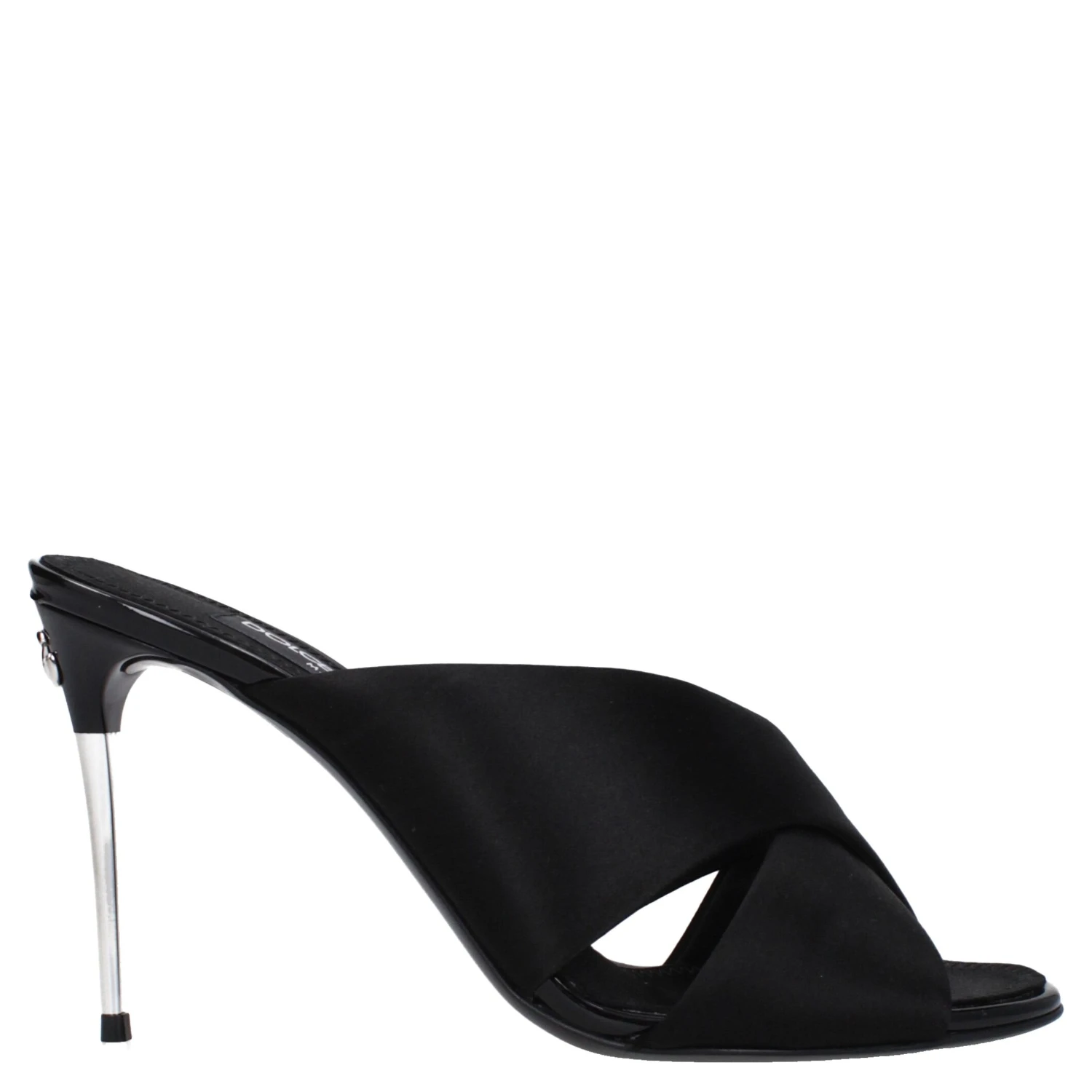 Black Satin Stiletto Heel Sandals