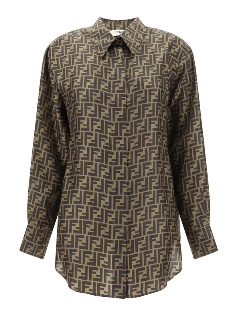 Brown Silk Pattern Shirt