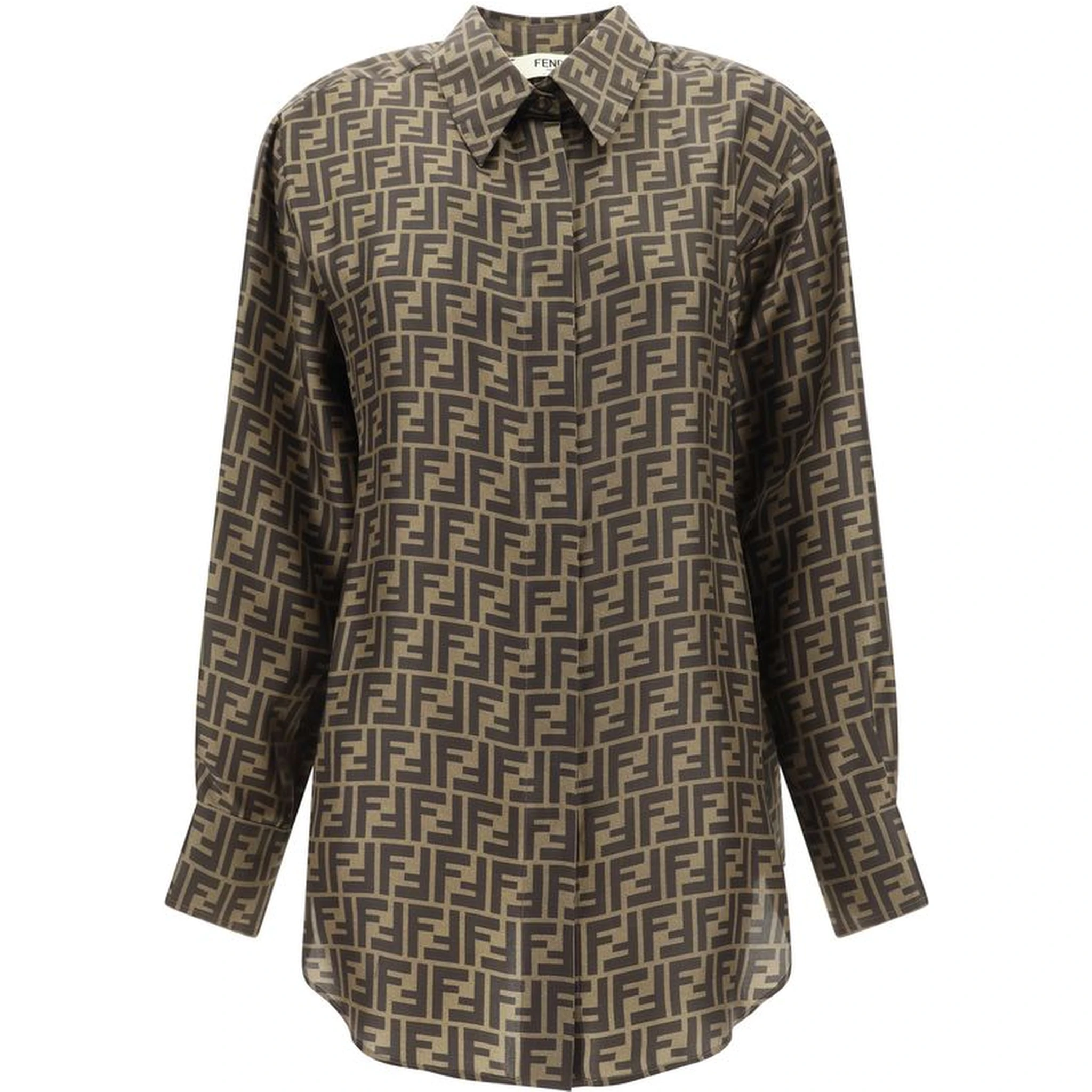Brown Silk Pattern Shirt