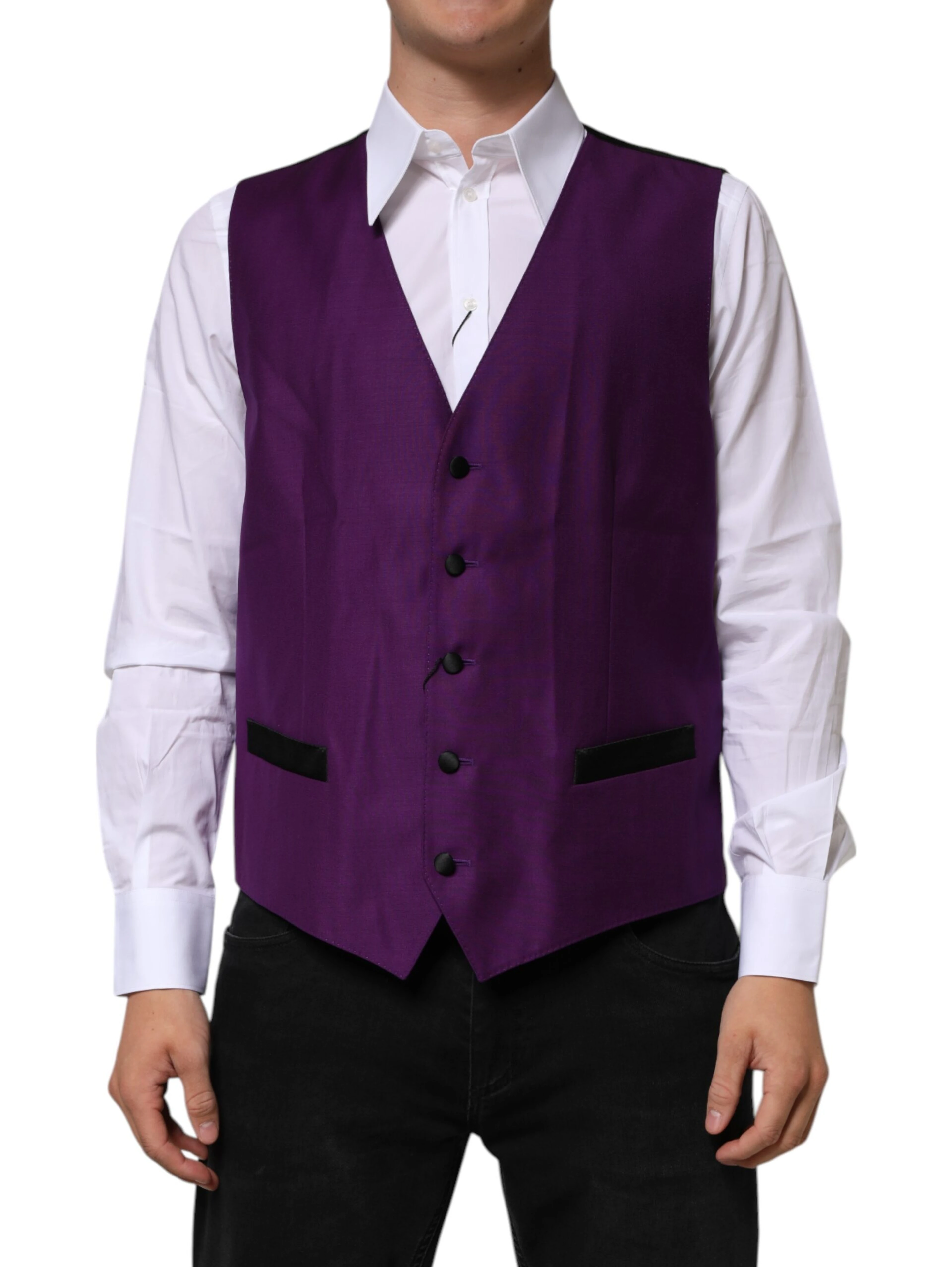 Purple Wool Dress Formal Waistcoat Vest