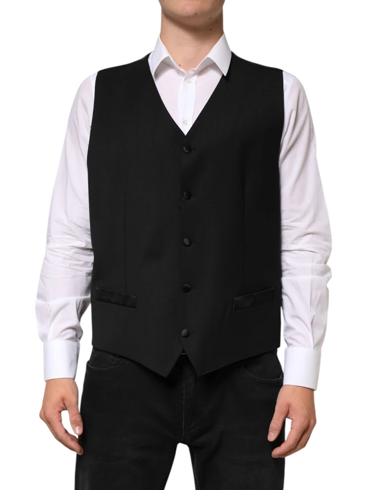 Black Wool Dress Formal Men Waistcoat Vest