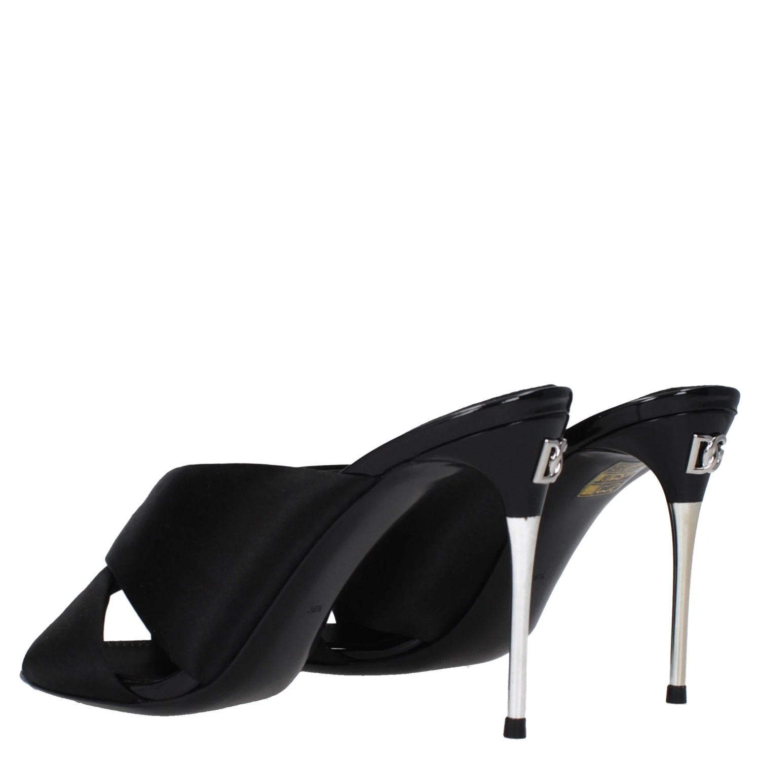 Black Satin Stiletto Heel Sandals