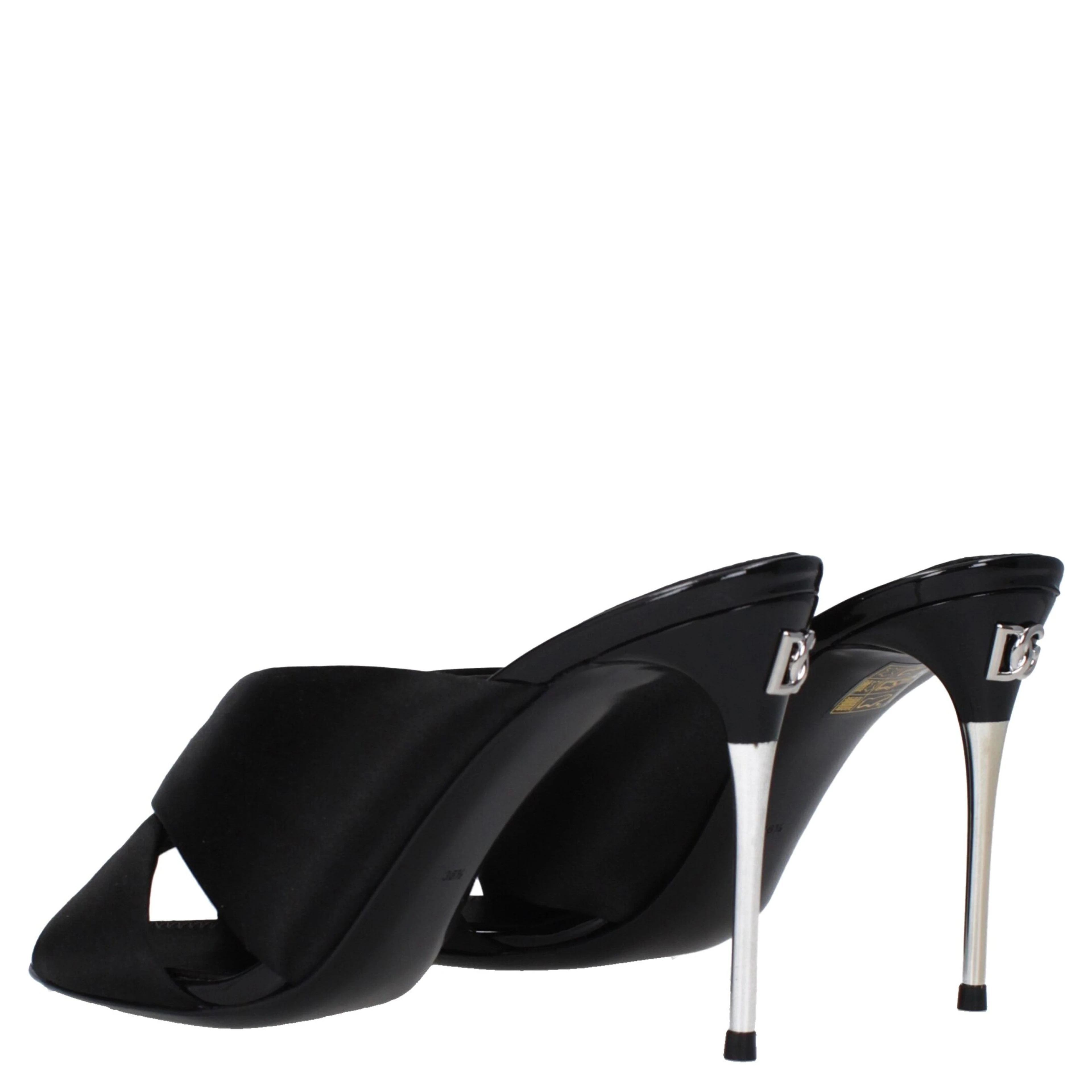 Black Satin Stiletto Heel Sandals