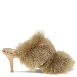 Beige Leather Stiletto Heel Sandals