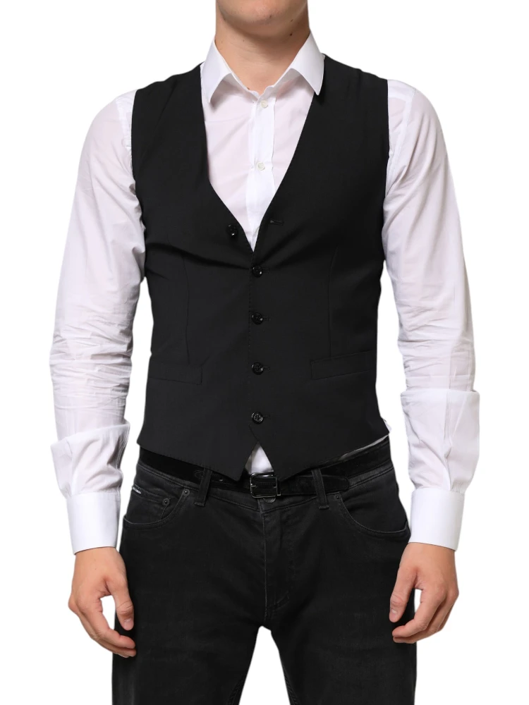 Black Wool Dress Formal Men Waistcoat Vest