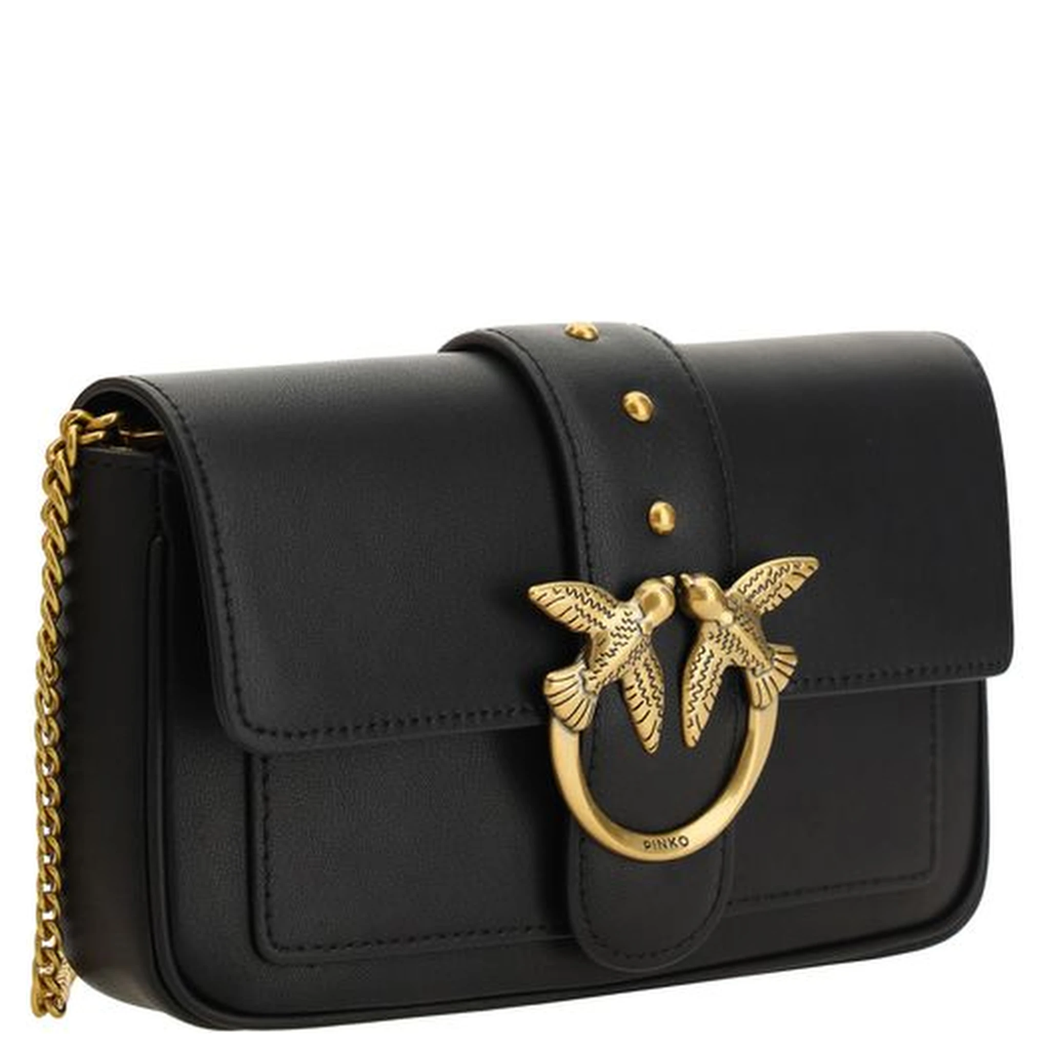 حقيبة كتف بوس توروس من جلد العجل الأسود