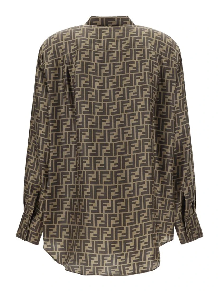 Brown Silk Pattern Shirt