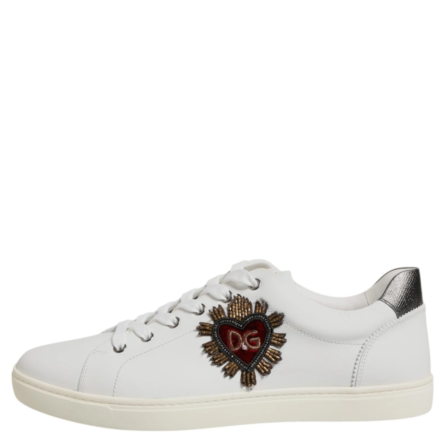 White Silver Sacred Heart Men Sneakers Shoes