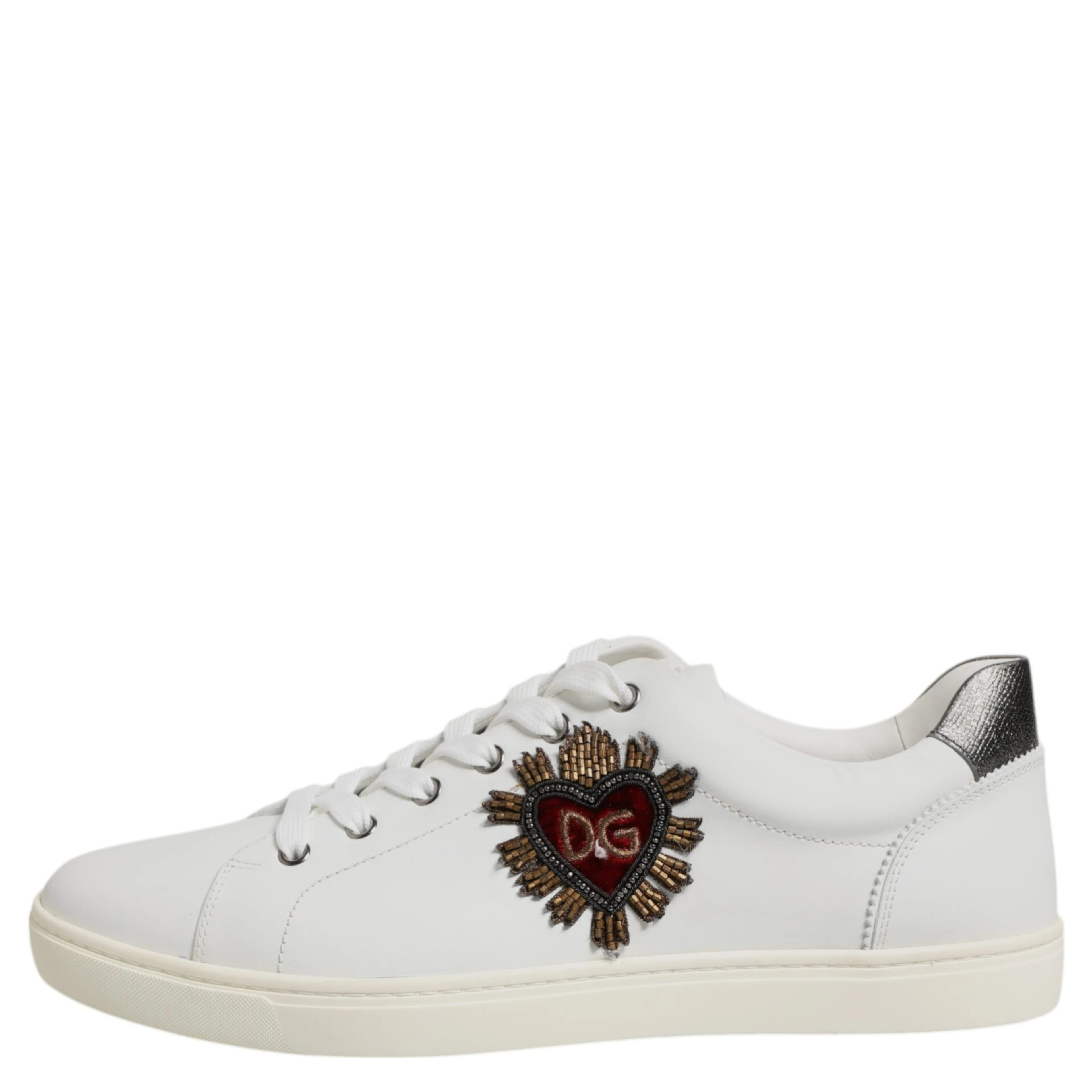 White Silver Sacred Heart Men Sneakers Shoes