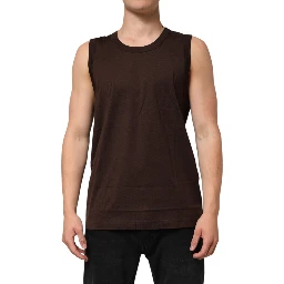 Brown Cotton Sleeveless Underwear Men Tank Top