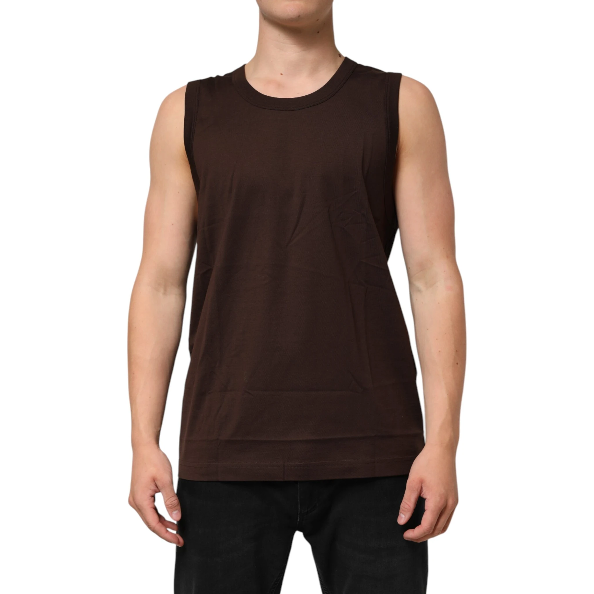 Brown Cotton Sleeveless Underwear Men Tank Top