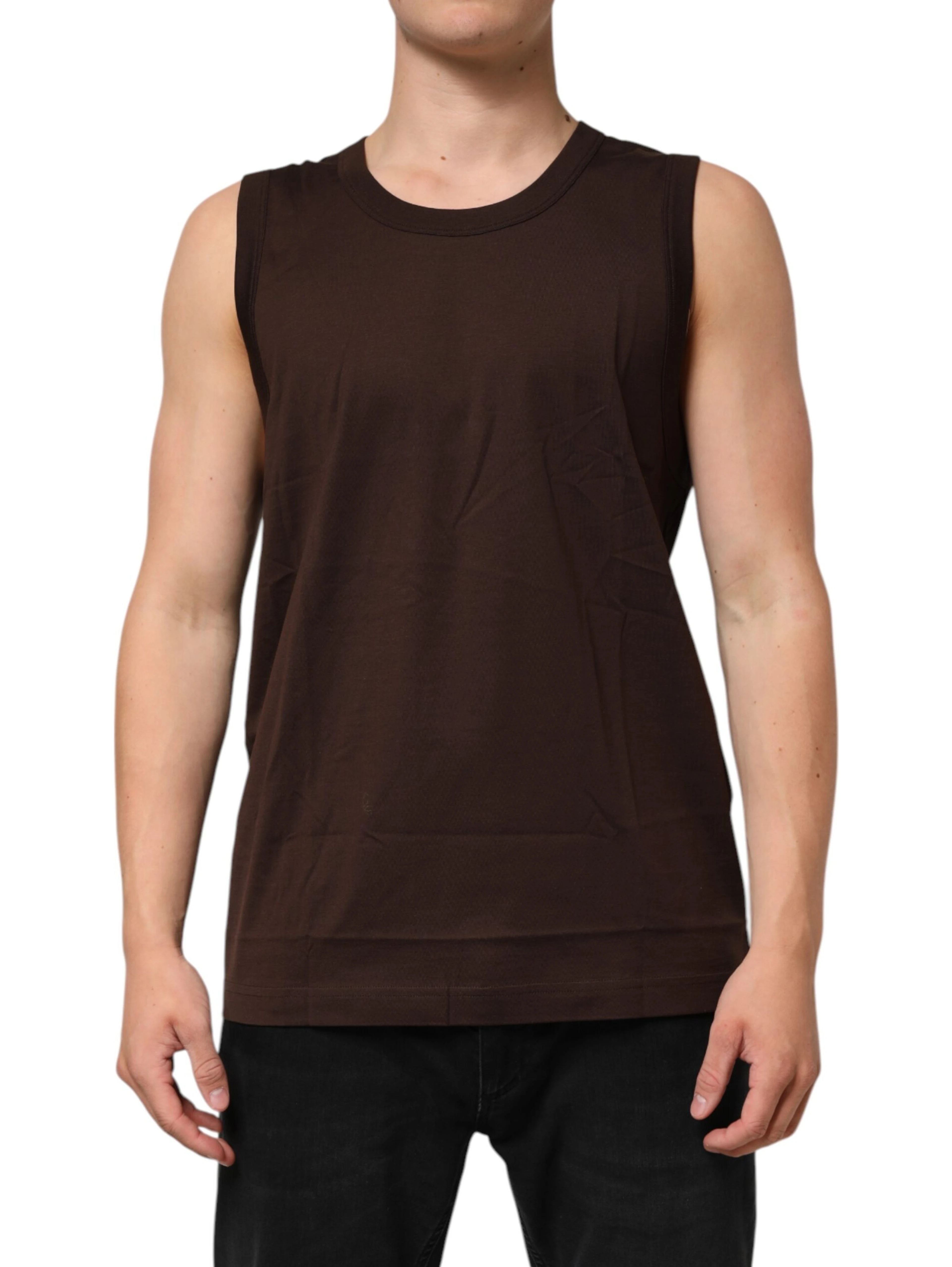 Brown Cotton Sleeveless Underwear Men Tank Top