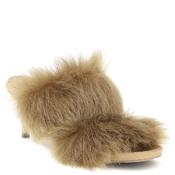 Beige Leather Stiletto Heel Sandals