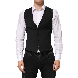 Black Wool Dress Formal Men Waistcoat Vest