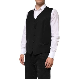 Black Wool Dress Formal Men Waistcoat Vest