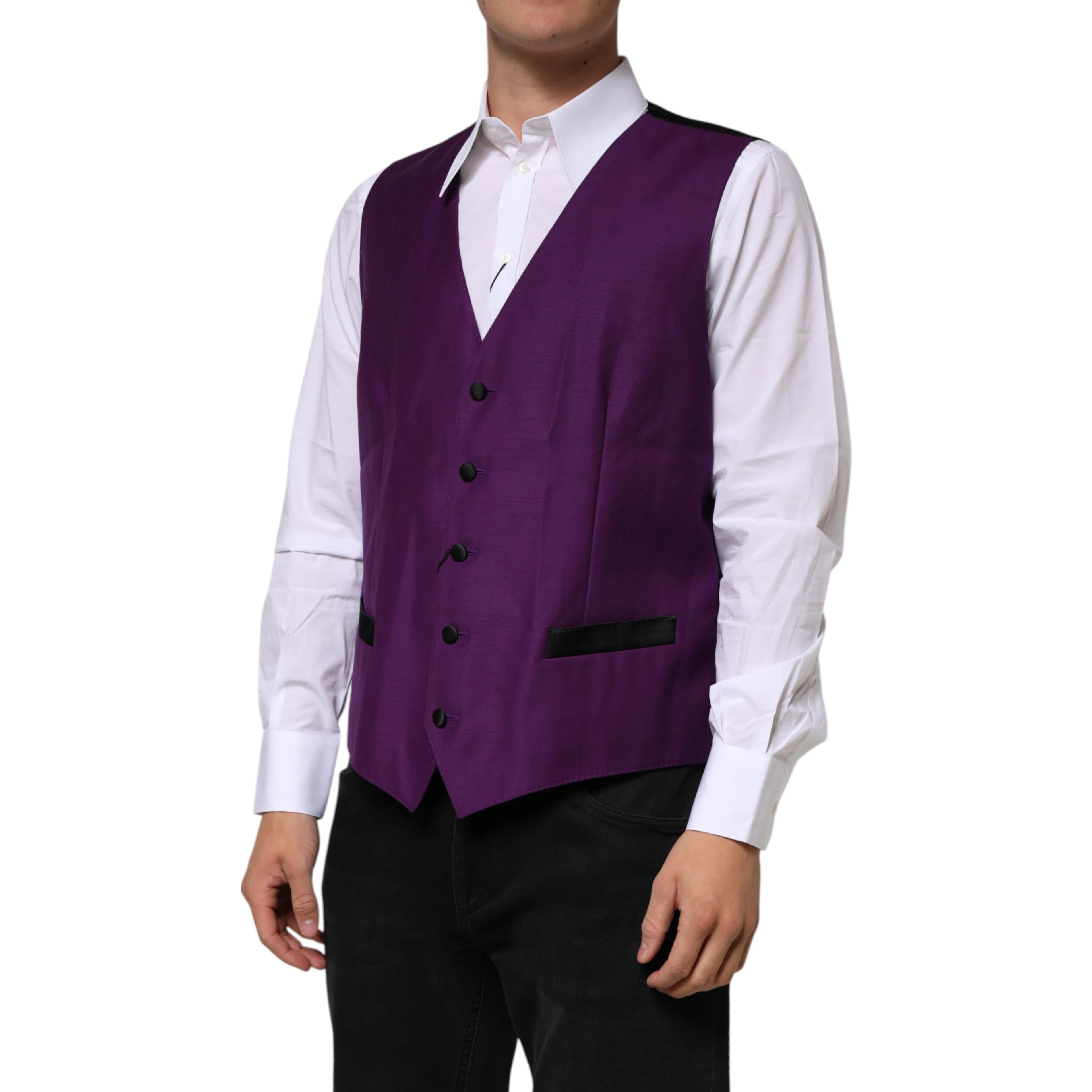 Purple Wool Dress Formal Waistcoat Vest