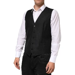 Black Wool Dress Formal Men Waistcoat Vest
