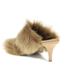 Beige Leather Stiletto Heel Sandals