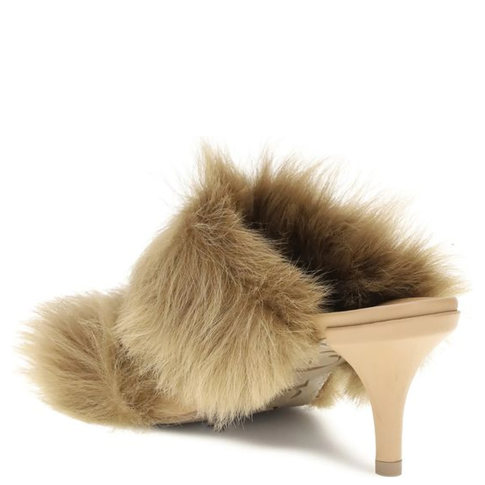 Beige Leather Stiletto Heel Sandals