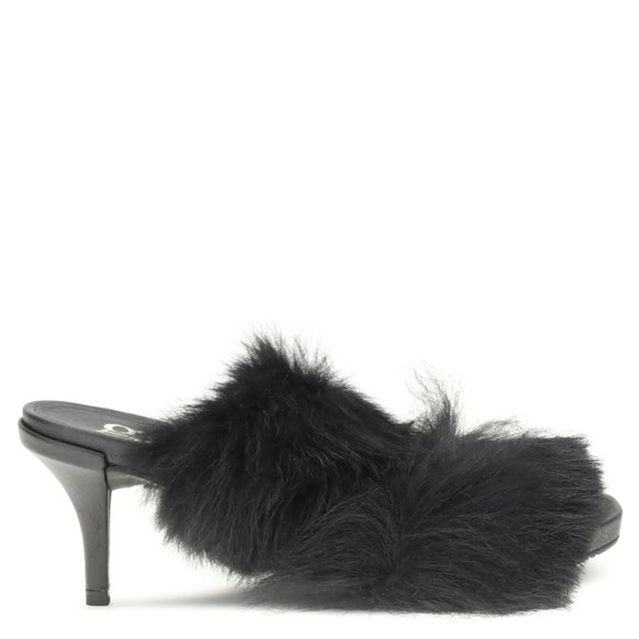 Black Leather Stiletto Heel Sandals