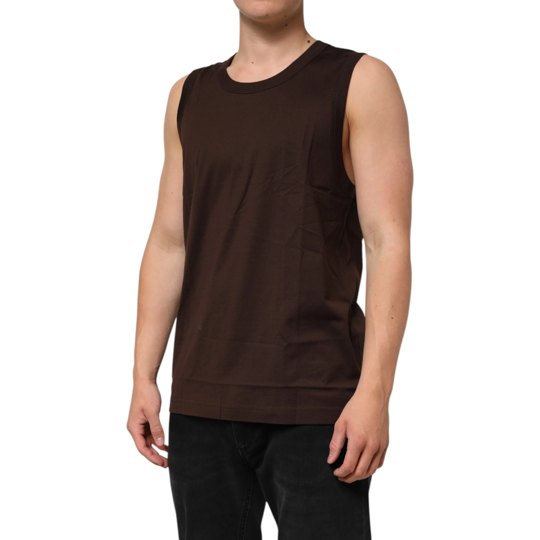 Brown Cotton Sleeveless Underwear Men Tank Top