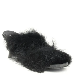 Black Leather Stiletto Heel Sandals