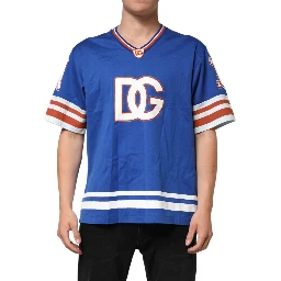 Blue Cotton DG Logo Mesh Jersey T-shirt