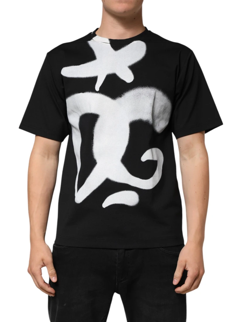 Black Cotton DG Logo Graffiti Short Sleeve T-shirt