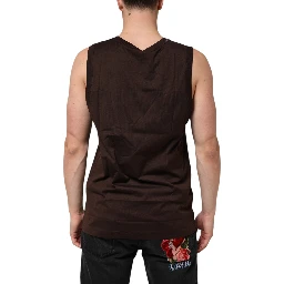 Brown Cotton Sleeveless Underwear Men Tank Top