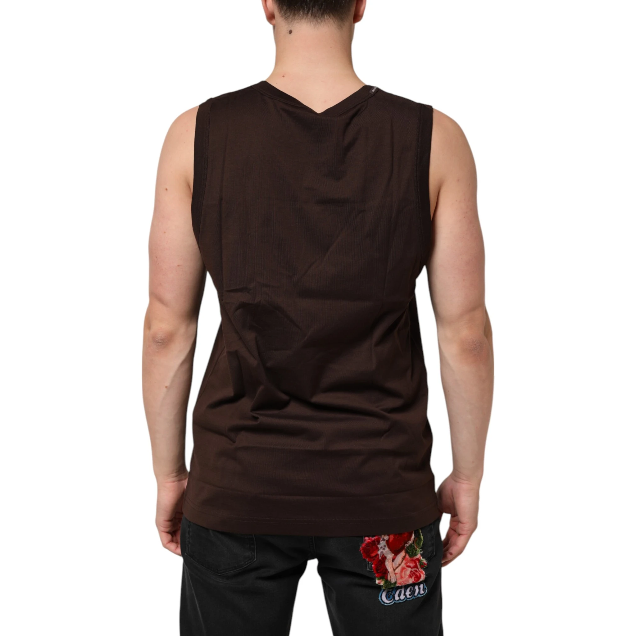 Brown Cotton Sleeveless Underwear Men Tank Top