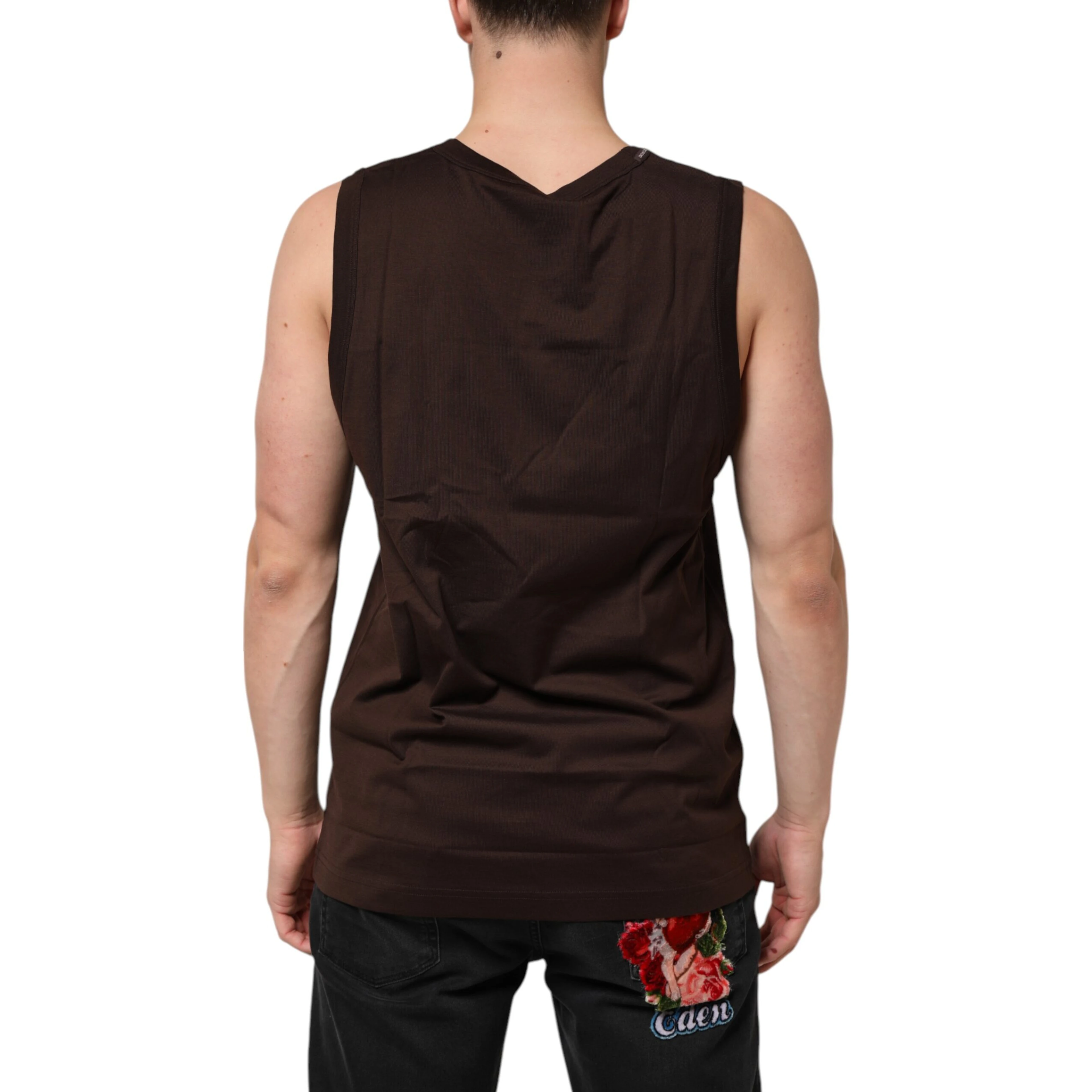 Brown Cotton Sleeveless Underwear Men Tank Top