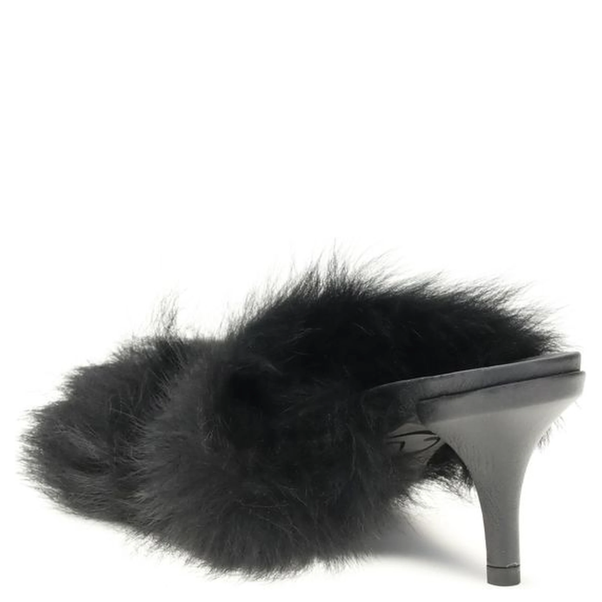 Black Leather Stiletto Heel Sandals